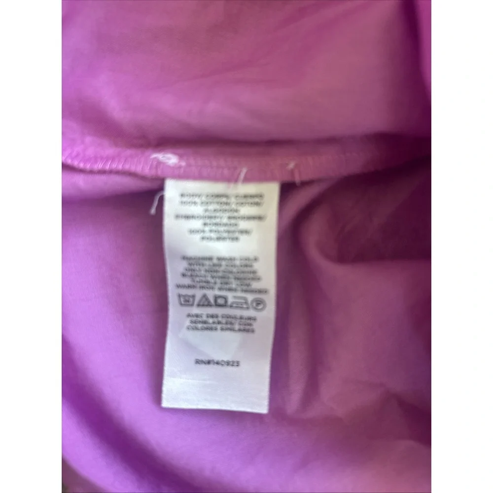Ann Taylor LOFT Embroidered Eyelet Poplin Puff Sleeve Blouse Lilac XSP Xs p